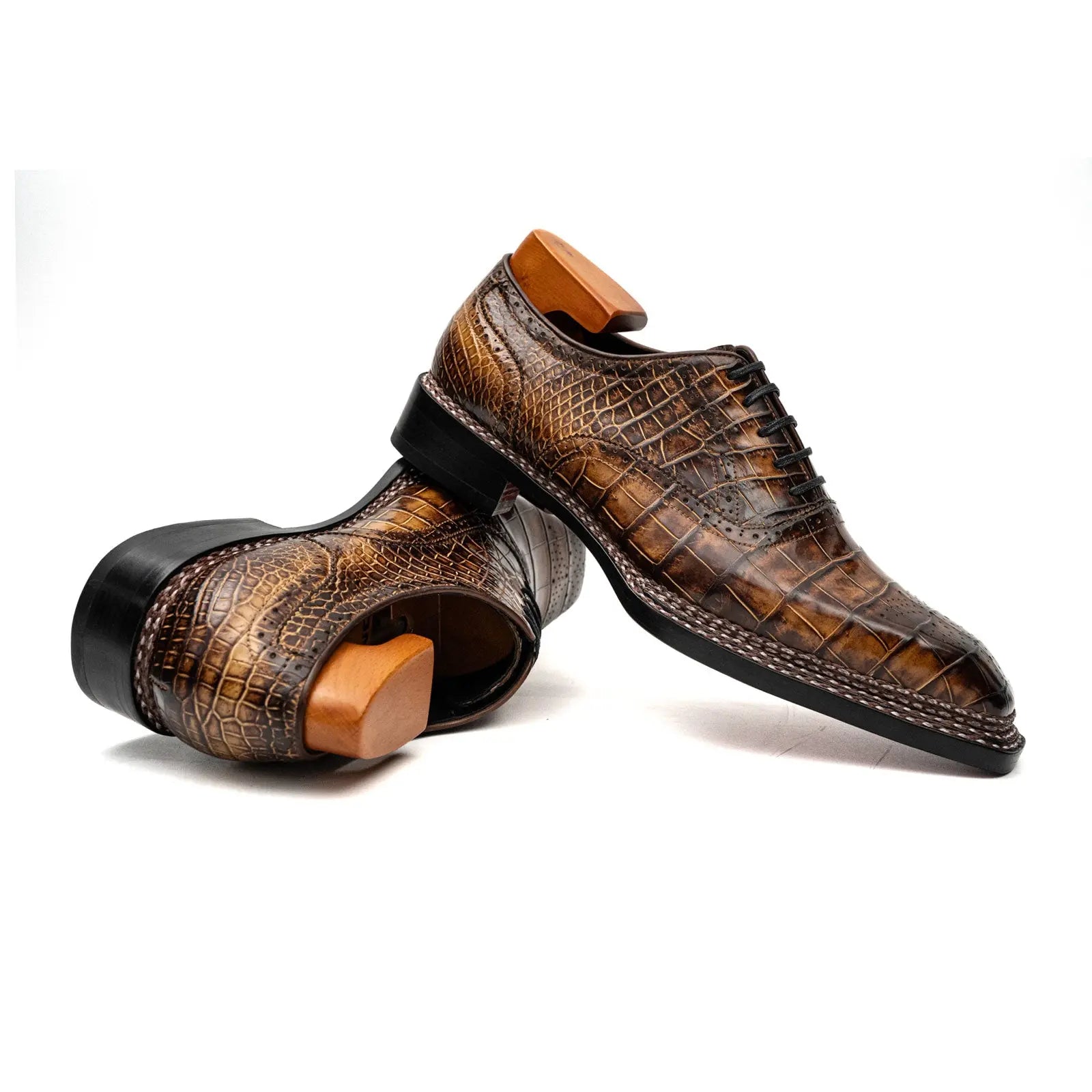 Brown Croc Norwegian Brogue Oxfords DIVINCH