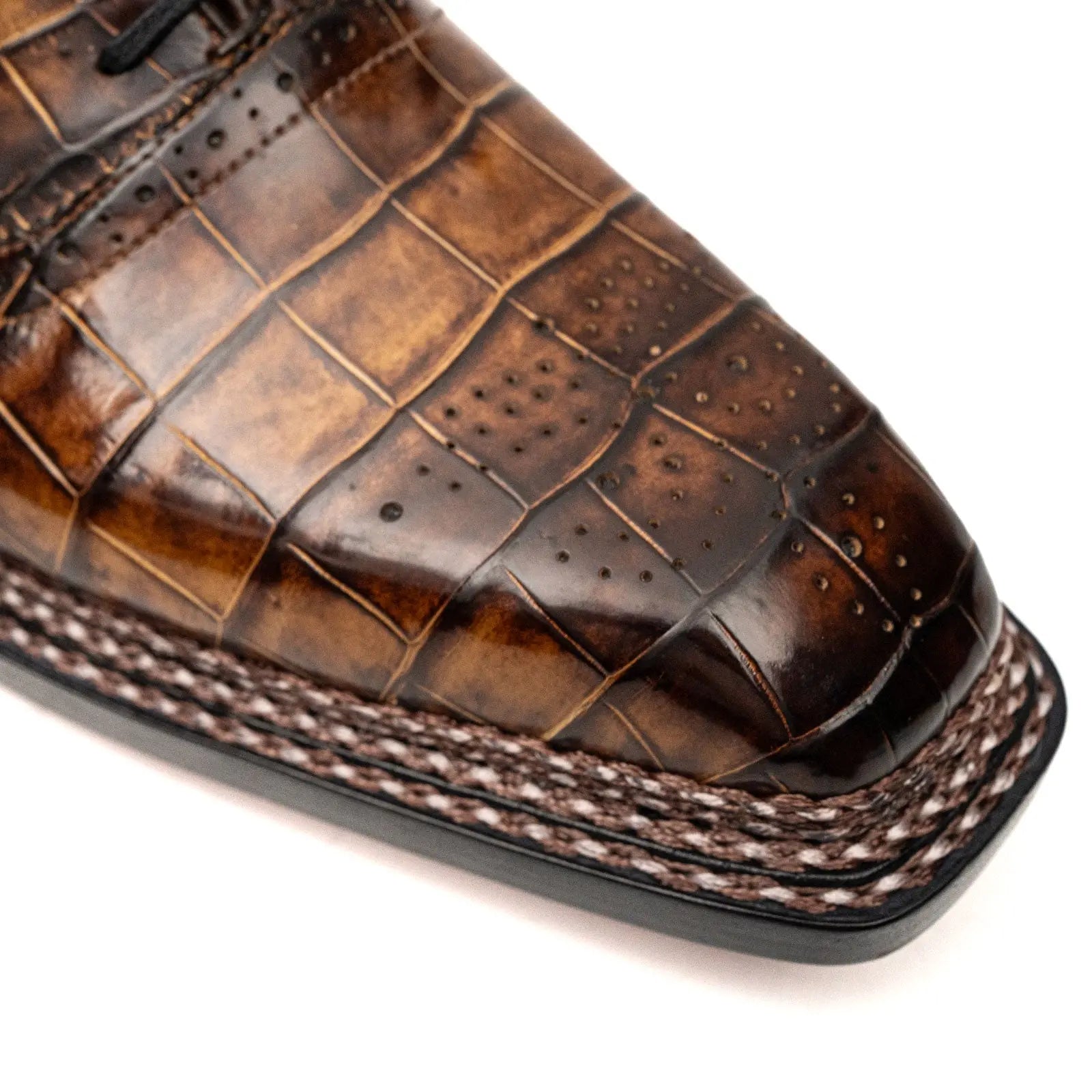 Brown Croc Norwegian Brogue Oxfords DIVINCH