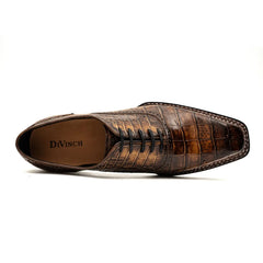 Brown Croc Norwegian Brogue Oxfords DIVINCH