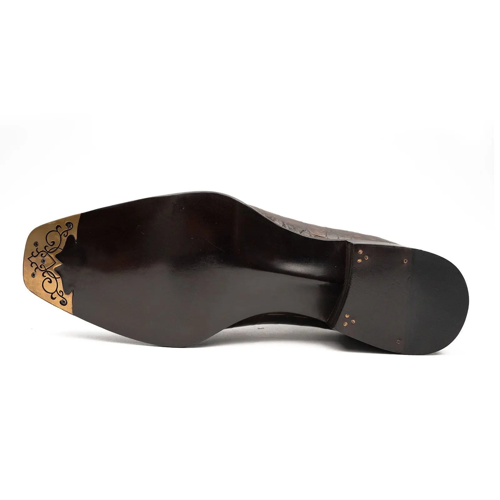 Brown Crocodile Derby Shoes Goodyear Norwegian 8014 DIVINCH