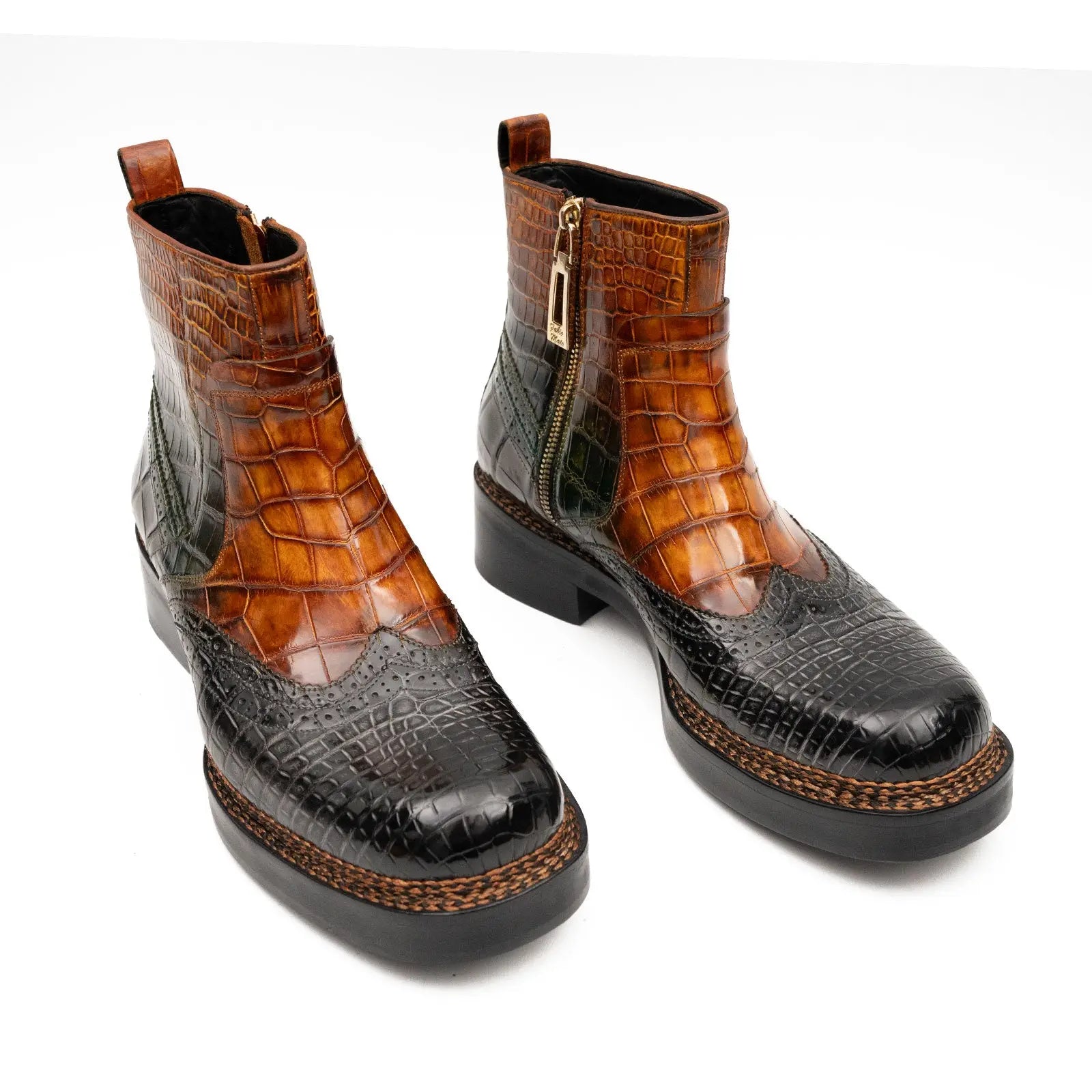 Brown Crocodile Leather Boots Goodyear Norwegian Welt 8013 DIVINCH