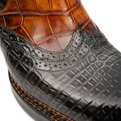 Brown Crocodile Leather Boots Goodyear Norwegian Welt 8013 DIVINCH