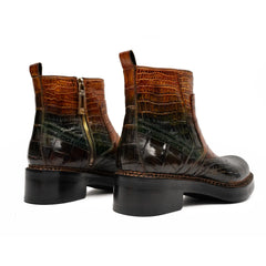 Brown Crocodile Leather Boots Goodyear Norwegian Welt 8013 DIVINCH