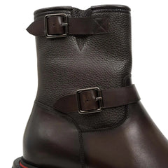 Brown Double-Buckle Platform Boots DIVINCH