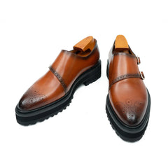 Brown Dual-Buckle Chunky Sole Brogues Divinch