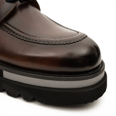 DIVINCH 6208A brown leather lace-up ankle boots toe and sole detail