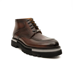 DIVINCH 6208A brown leather lace-up ankle boots three quarter view
