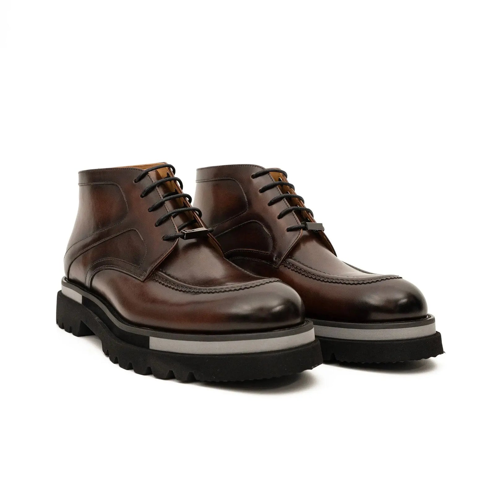 DIVINCH 6208A brown leather lace-up ankle boots pair view