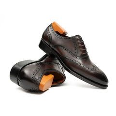 Brown Men's Goodyear Welted Brogue Leather Shoes Divinch
