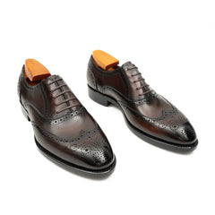 Brown Men's Goodyear Welted Brogue Leather Shoes Divinch