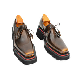 Brown Patent Leather Chunky Sole Derby Shoes????¨¤?¨¤??¨º? Divinch