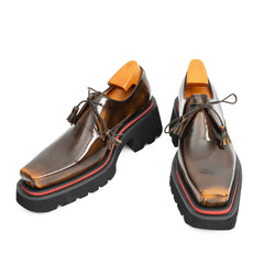 Brown Patent Leather Chunky Sole Derby Shoes????¨¤?¨¤??¨º? Divinch