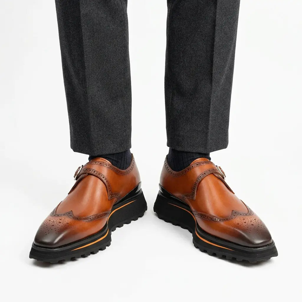Scarpe Monacali Stringate Marrone Umbra