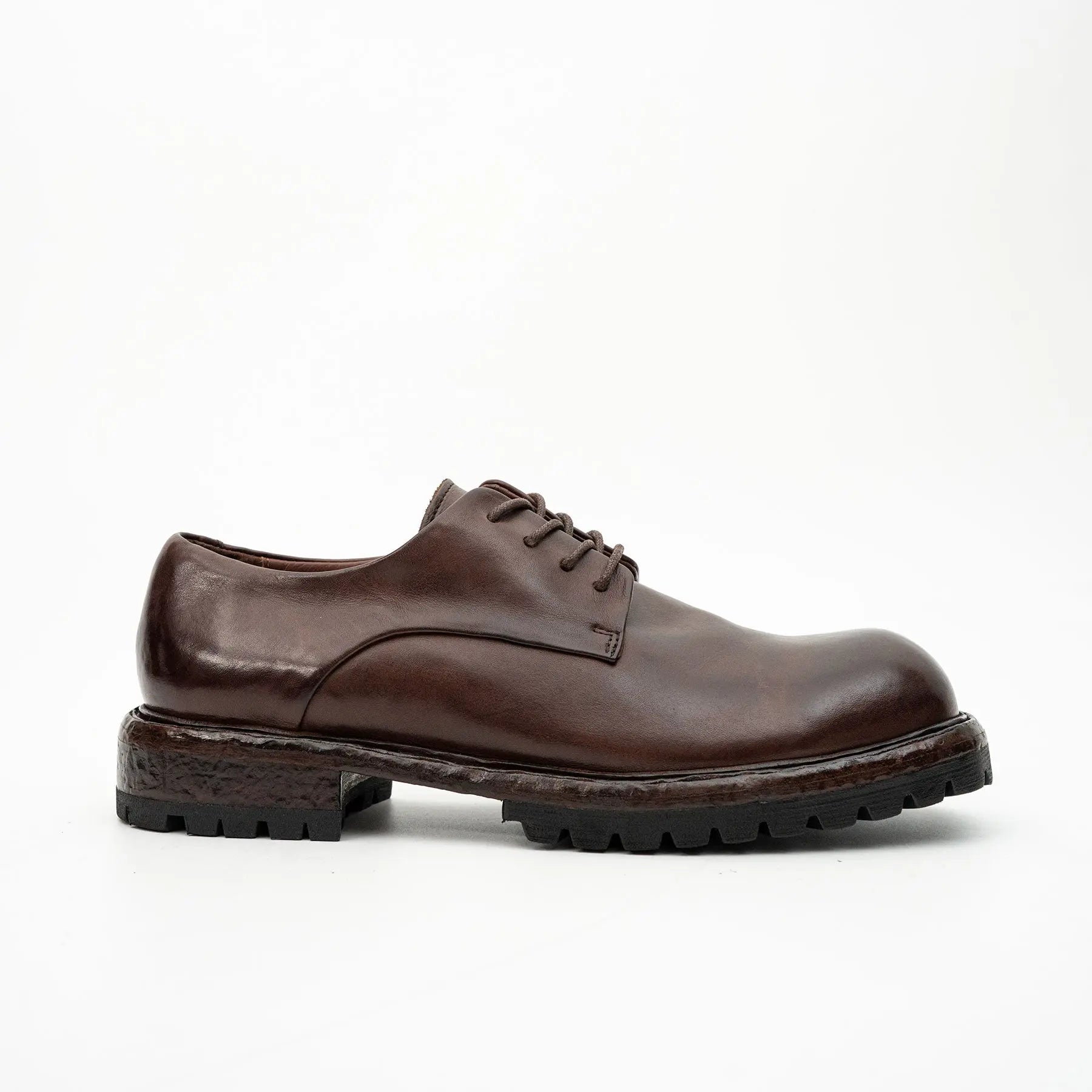 Brown Washed Leather Derby Shoe