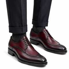 Burgundy Apron-Toe Derby Shoe