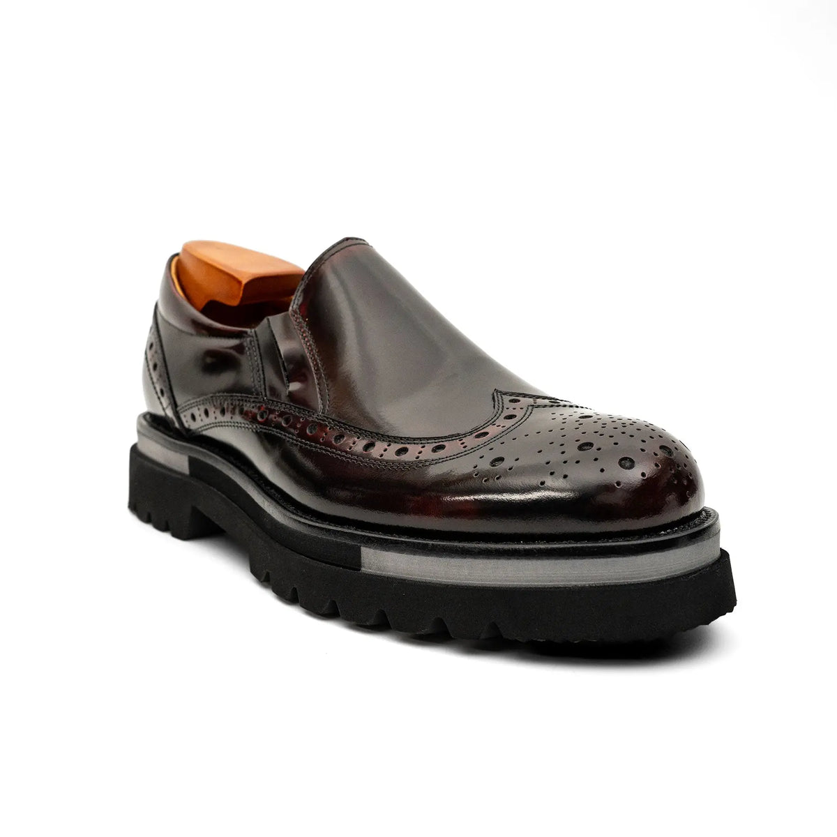 Burgundy Brogue Lug-Sole Loafer DIVINCH