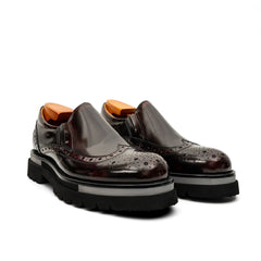 Burgundy Brogue Lug-Sole Loafer DIVINCH