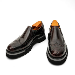 Burgundy Brogue Lug-Sole Loafer DIVINCH