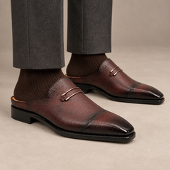 Burgundy Black Cap-Toe Backless Mule DIVINCH