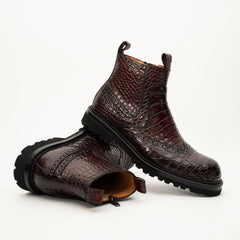 Burgundy Crocodile Chelsea Boot DIVINCH