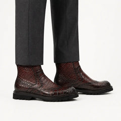 Burgundy Crocodile Chelsea Boot