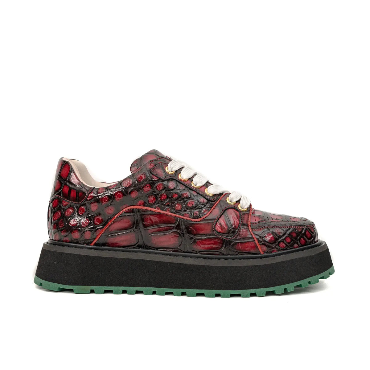 Burgundy Crocodile Platform Sneaker DIVINCH