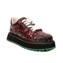 Burgundy Crocodile Platform Sneaker DIVINCH