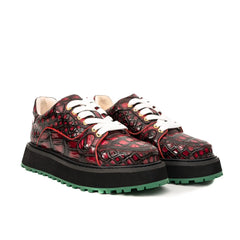 Burgundy Crocodile Platform Sneaker DIVINCH