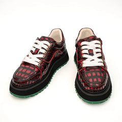 Burgundy Crocodile Platform Sneaker DIVINCH