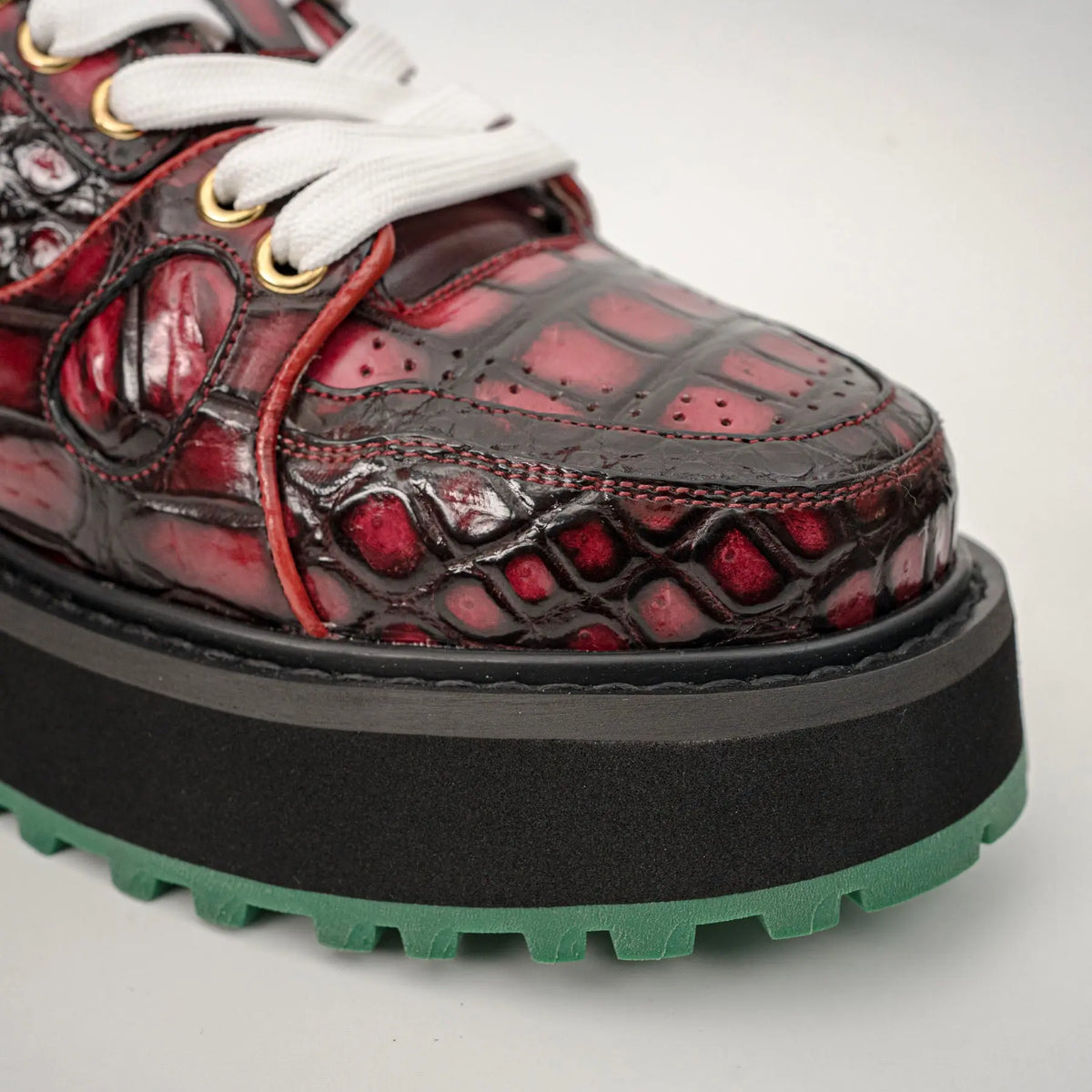 Burgundy Crocodile Platform Sneaker DIVINCH