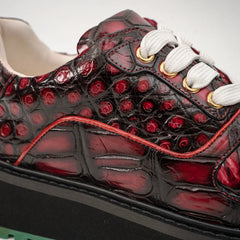 Burgundy Crocodile Platform Sneaker DIVINCH