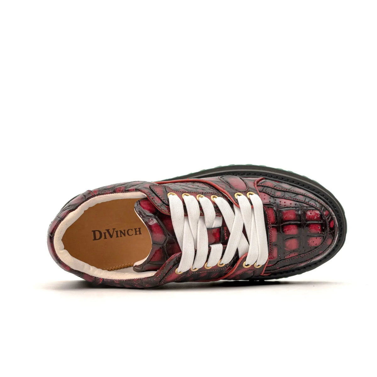 Burgundy Crocodile Platform Sneaker DIVINCH