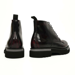 Burgundy Kiltie Lace-Up Ankle Boots DIVINCH