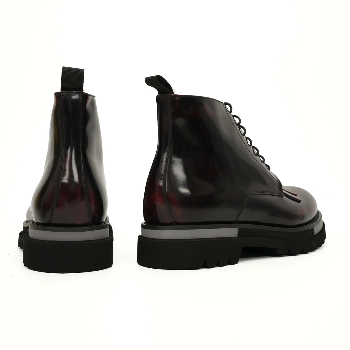 Burgundy Kiltie Lace-Up Ankle Boots DIVINCH