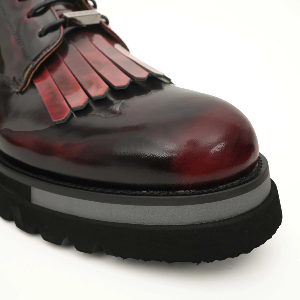Burgundy Kiltie Lace-Up Ankle Boots DIVINCH