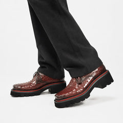 Burgundy Ostrich Lug Derby
