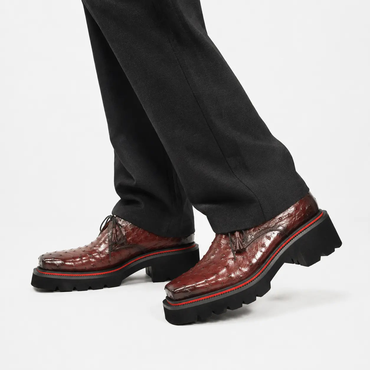 Burgundy Ostrich Lug Derby