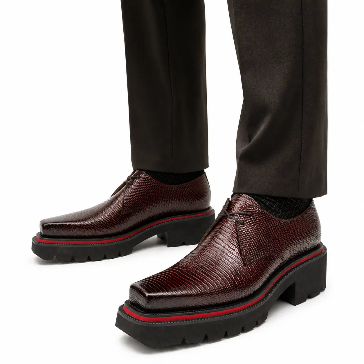 Burgundy Textured Lug Derby