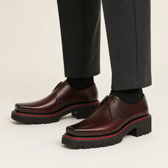 Burgundy Textured Lug Derby — on-foot studio view