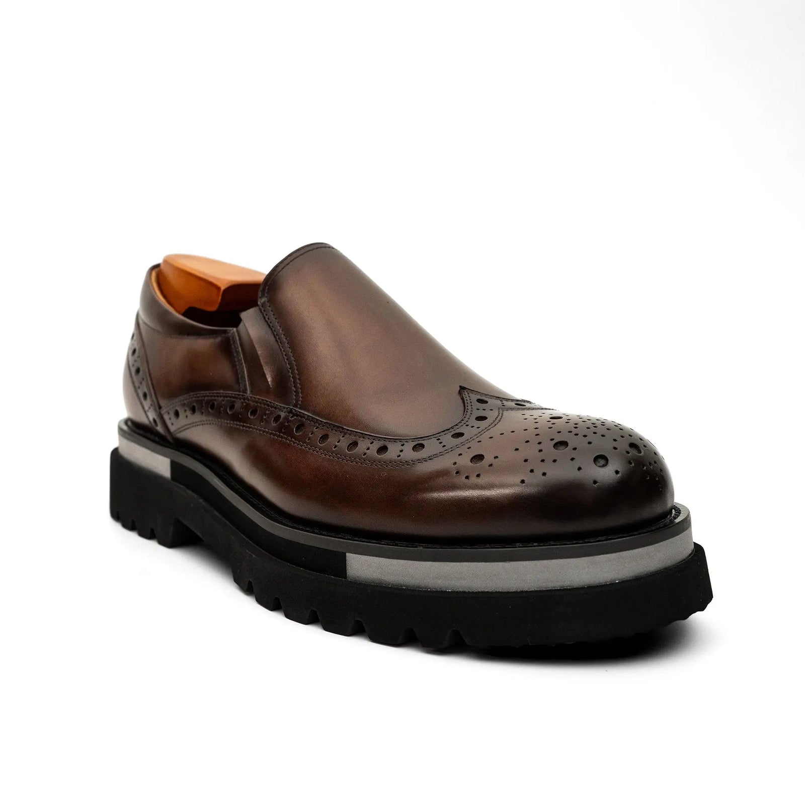Burnished Brogue Lug-Sole Loafer DIVINCH