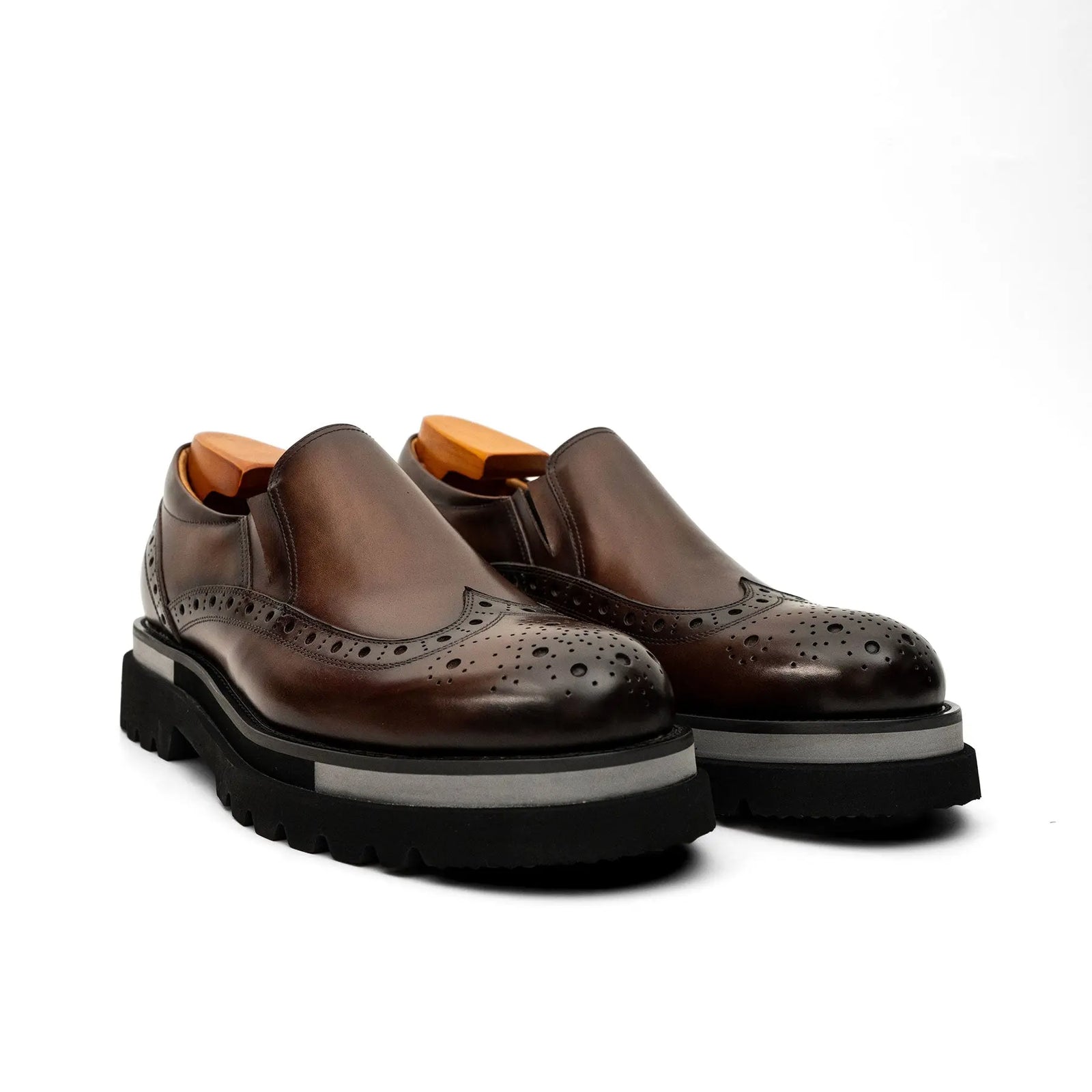 Burnished Brogue Lug-Sole Loafer DIVINCH