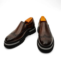 Burnished Brogue Lug-Sole Loafer DIVINCH