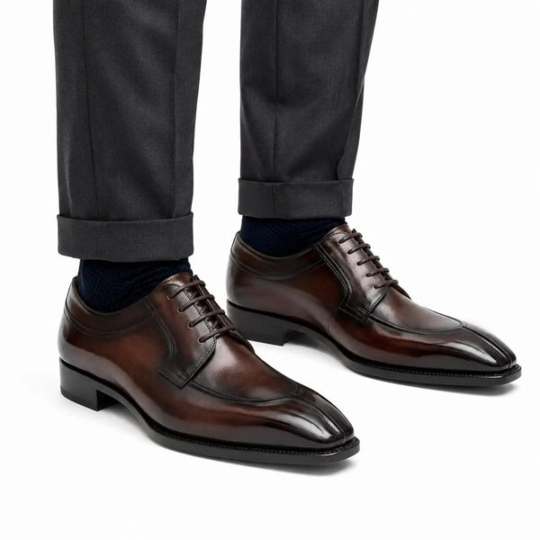 Burnished Brown Apron-Toe Oxford