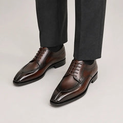Burnished Brown Apron-Toe Oxford on-foot product photo
