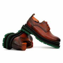 Burnished Brown Green-Sole Derby DIVINCH