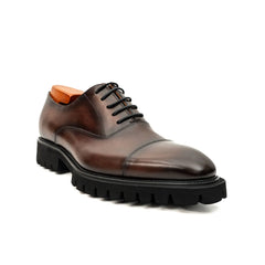 Oxfords à semelle crantée marron poli