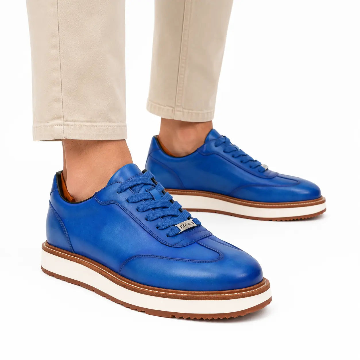 Sneaker Derby con plateau color cobalto brunito