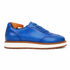 Sneaker Derby con plateau color cobalto brunito