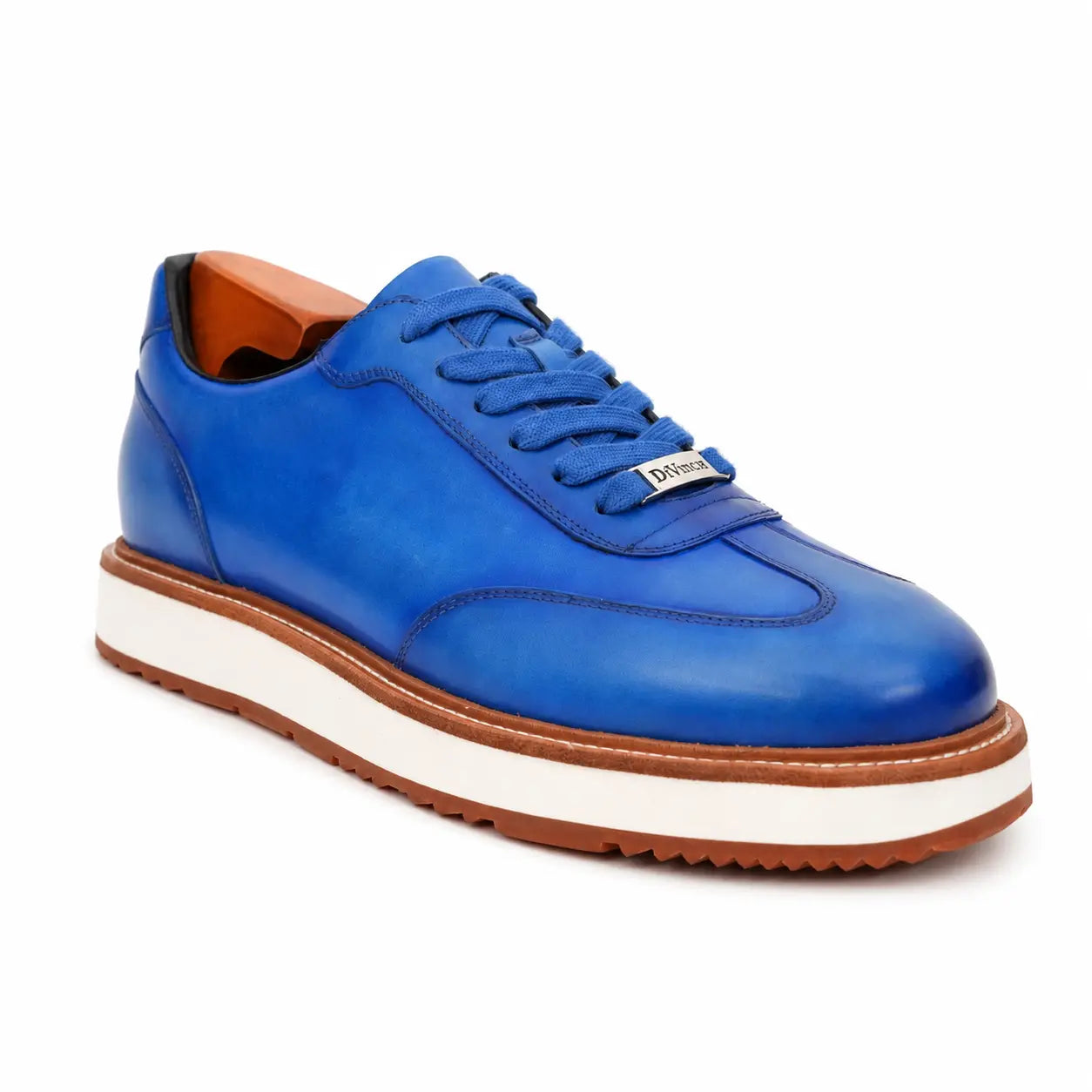 Sneaker Derby con plateau color cobalto brunito