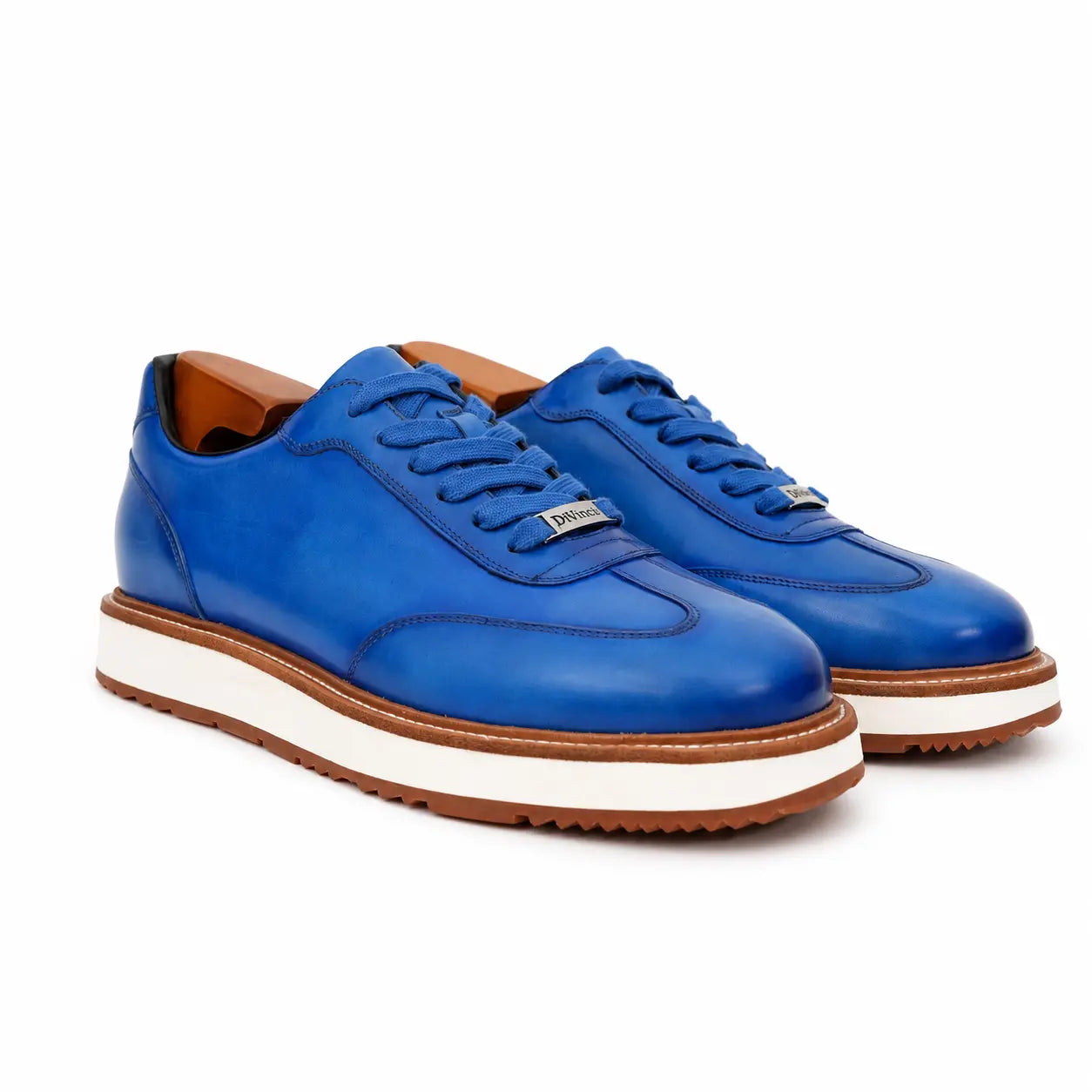Sneaker Derby con plateau color cobalto brunito